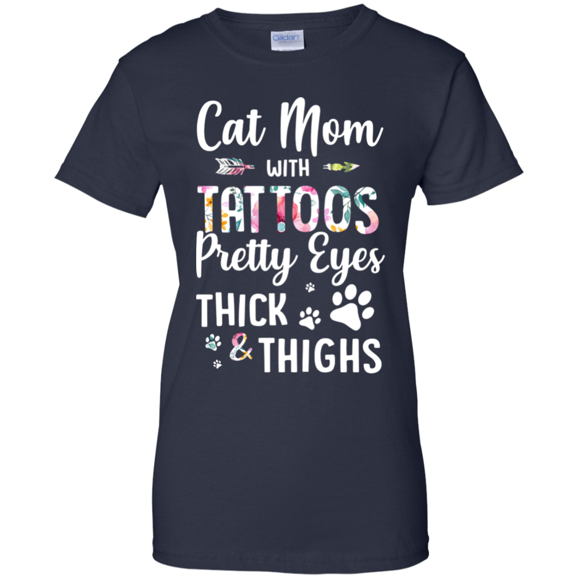 Cat Mom With Tattoos Pretty Eyes Thick Thighs T-Shirt & Tank Top | Teecentury.com