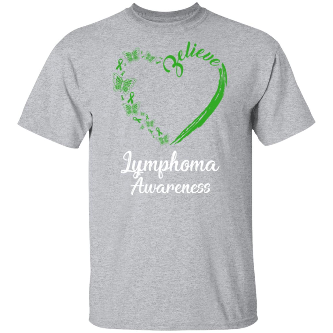Butterfly Believe Lymphoma Awareness Ribbon Gifts T-Shirt & Hoodie | Teecentury.com