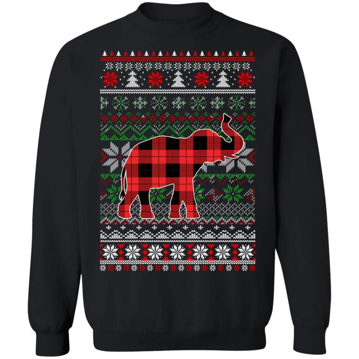Elephant Red Plaid Ugly Christmas Sweater Funny Gifts T-Shirt & Sweatshirt | Teecentury.com