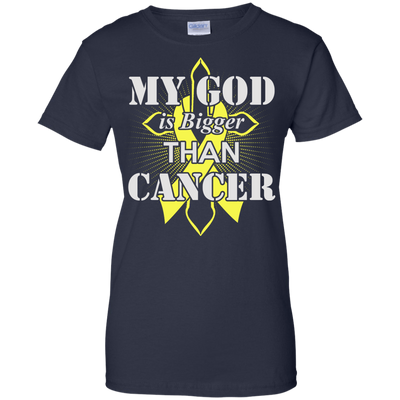 My God Is Bigger Than Cancer Yellow Awareness Ribbon T-Shirt & Hoodie | Teecentury.com