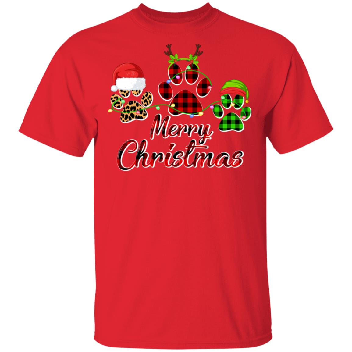 Paw Dogs Merry Christmas Dog Lovers Red Buffalo T-Shirt & Sweatshirt | Teecentury.com