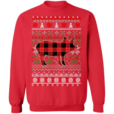 Pig Red Plaid Ugly Christmas Sweater Funny Gifts T-Shirt & Sweatshirt | Teecentury.com