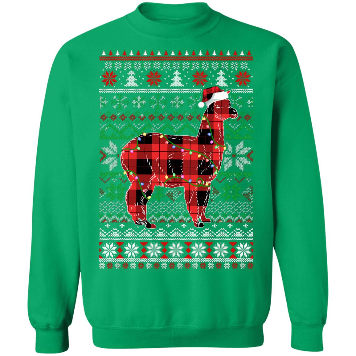 Red Plaid Buffalo Llama Pajamas Family Christmas Sweater T-Shirt & Sweatshirt | Teecentury.com