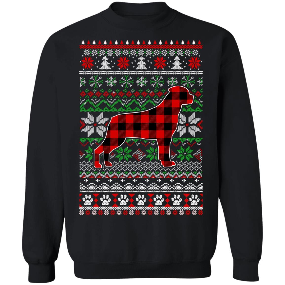 Rottweiler Red Plaid Ugly Christmas Sweater Gifts T-Shirt & Sweatshirt | Teecentury.com