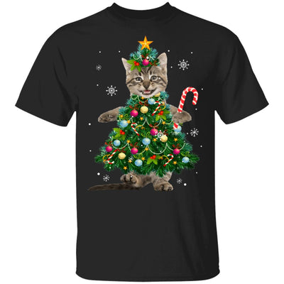 Santa Maine Coon Cat Christmas Tree Light Funny Xmas Cat T-Shirt & Sweatshirt | Teecentury.com