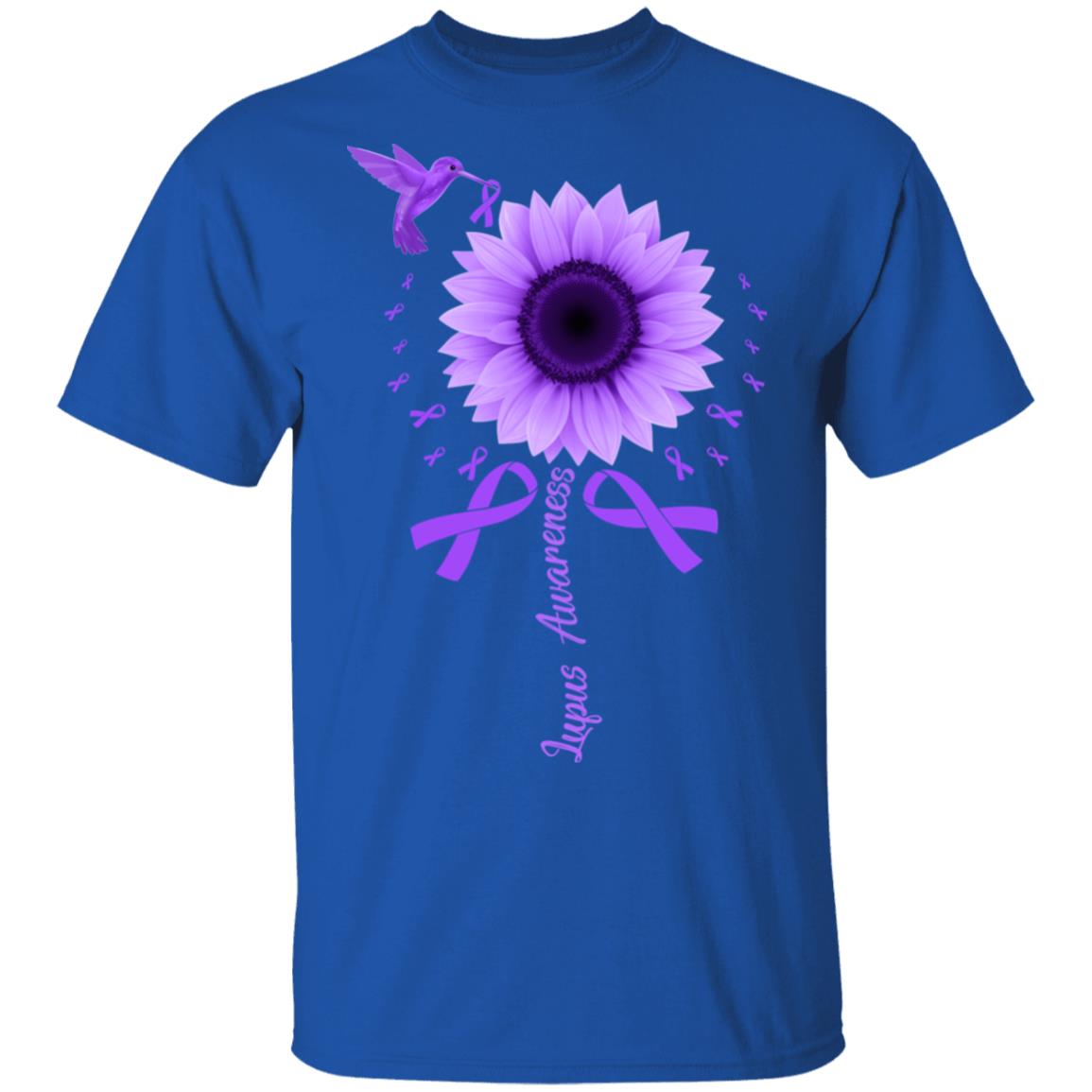 Hummingbird Sunflower Purple Ribbon Lupus Awareness T-Shirt & Hoodie | Teecentury.com