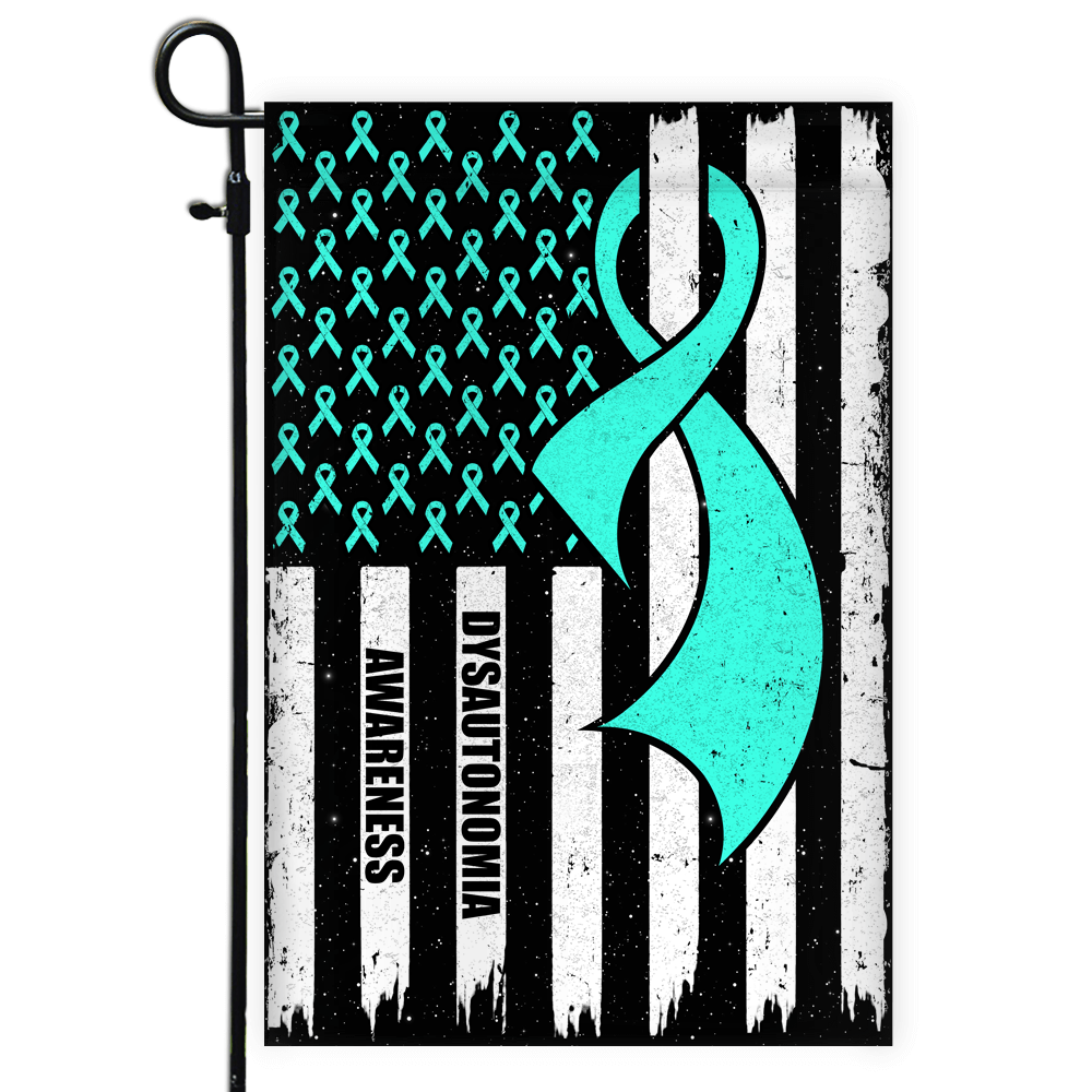 Dysautonomia Awareness America Flag Turquoise Ribbon Flag | Teecentury.com