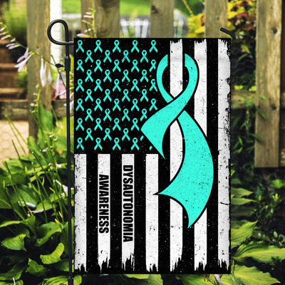 Dysautonomia Awareness America Flag Turquoise Ribbon Flag | Teecentury.com