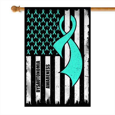 Dysautonomia Awareness America Flag Turquoise Ribbon Flag | Teecentury.com