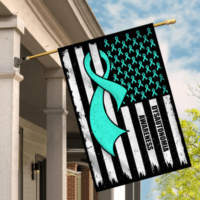 Dysautonomia Awareness America Flag Turquoise Ribbon Flag | Teecentury.com