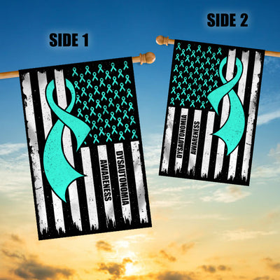 Dysautonomia Awareness America Flag Turquoise Ribbon Flag | Teecentury.com