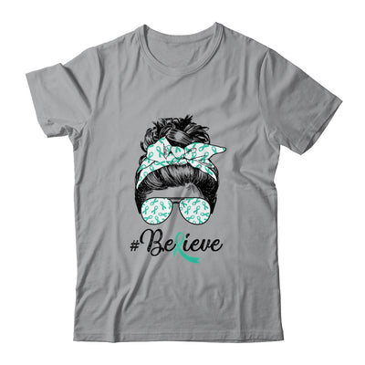 Dysautonomia Awareness Messy Bun Warrior Believe T-Shirt & Tank Top | Teecentury.com