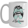 Dysautonomia Awareness Messy Bun Warrior Believe Mug Coffee Mug | Teecentury.com