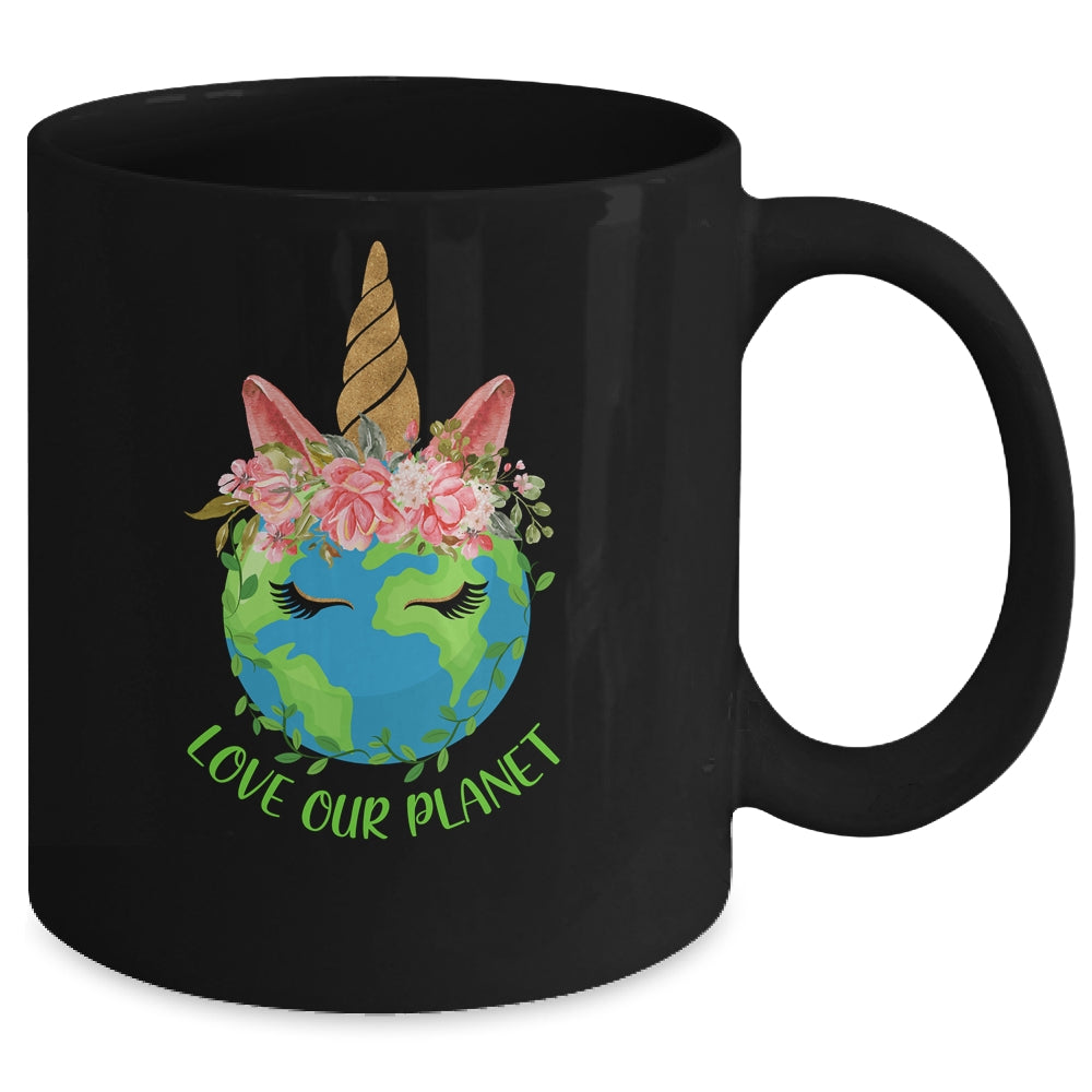 Earth Day Love Our Planet Cute Unicorn Mug Coffee Mug | Teecentury.com