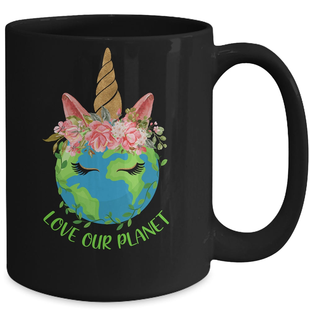Earth Day Love Our Planet Cute Unicorn Mug Coffee Mug | Teecentury.com