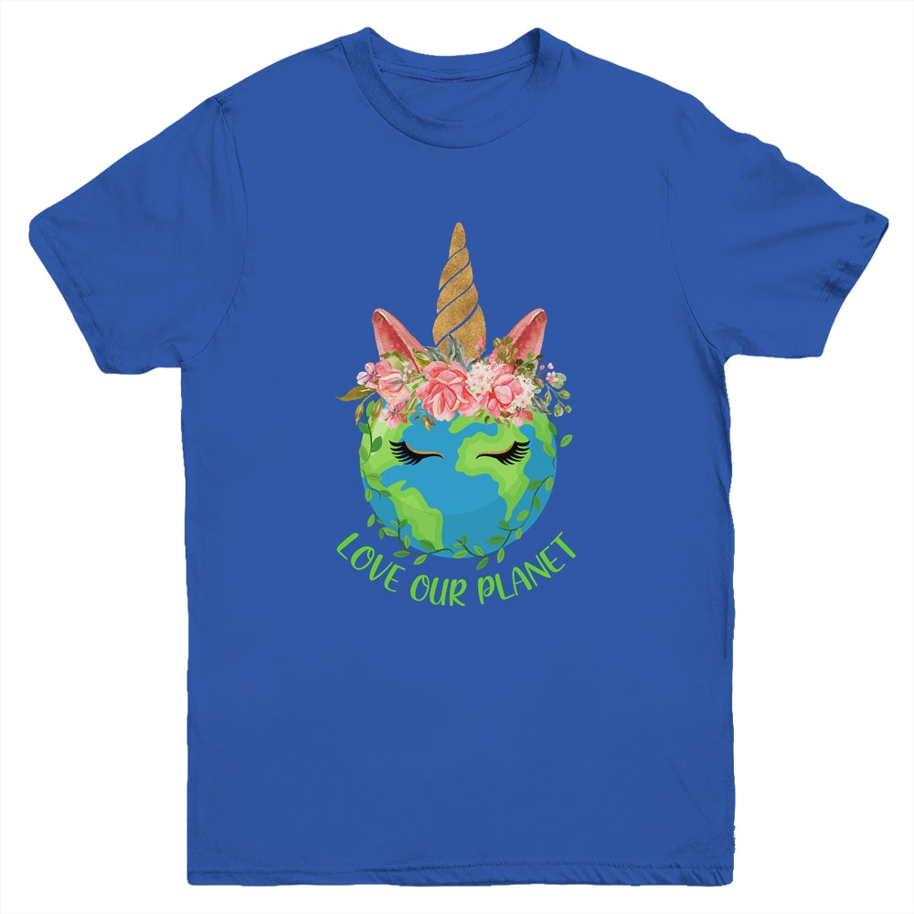 Earth Day Love Our Planet Cute Unicorn Youth Youth Shirt | Teecentury.com