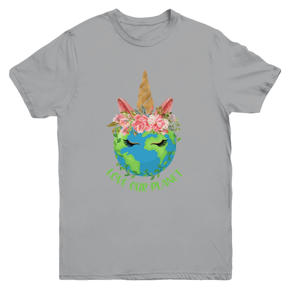 Earth Day Love Our Planet Cute Unicorn Youth Youth Shirt | Teecentury.com