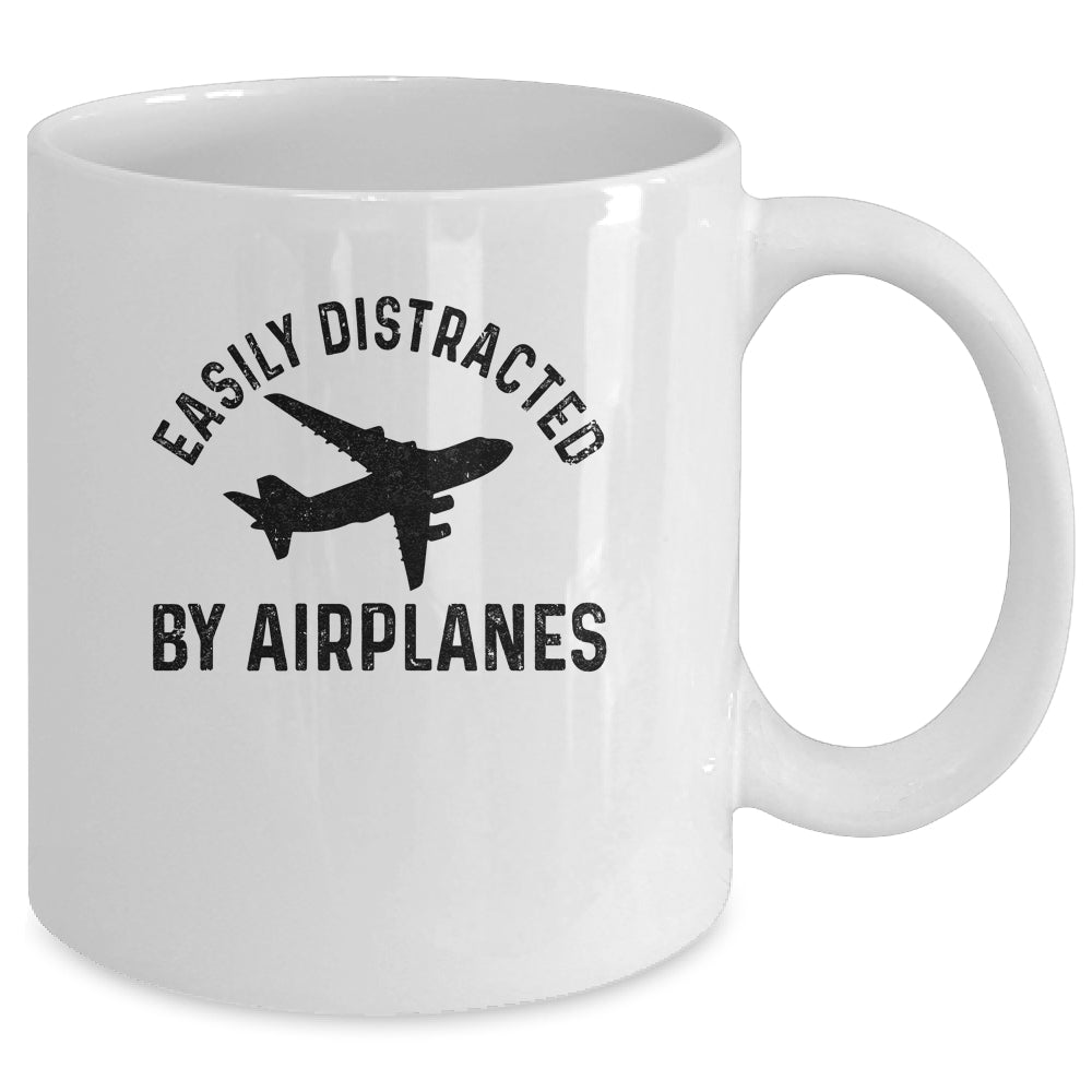 Easily Distracted By Airplanes Funny Pilot Flying Mug Coffee Mug | Teecentury.com