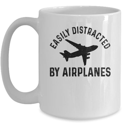 Easily Distracted By Airplanes Funny Pilot Flying Mug Coffee Mug | Teecentury.com