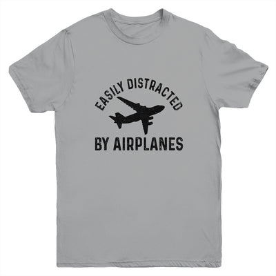 Easily Distracted By Airplanes Funny Pilot Flying Youth Youth Shirt | Teecentury.com
