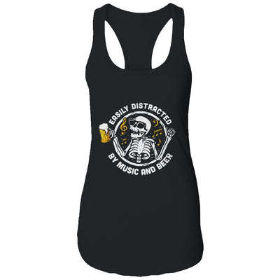 Easily Distracted By Music And Beer Skeleton T-Shirt & Tank Top | Teecentury.com