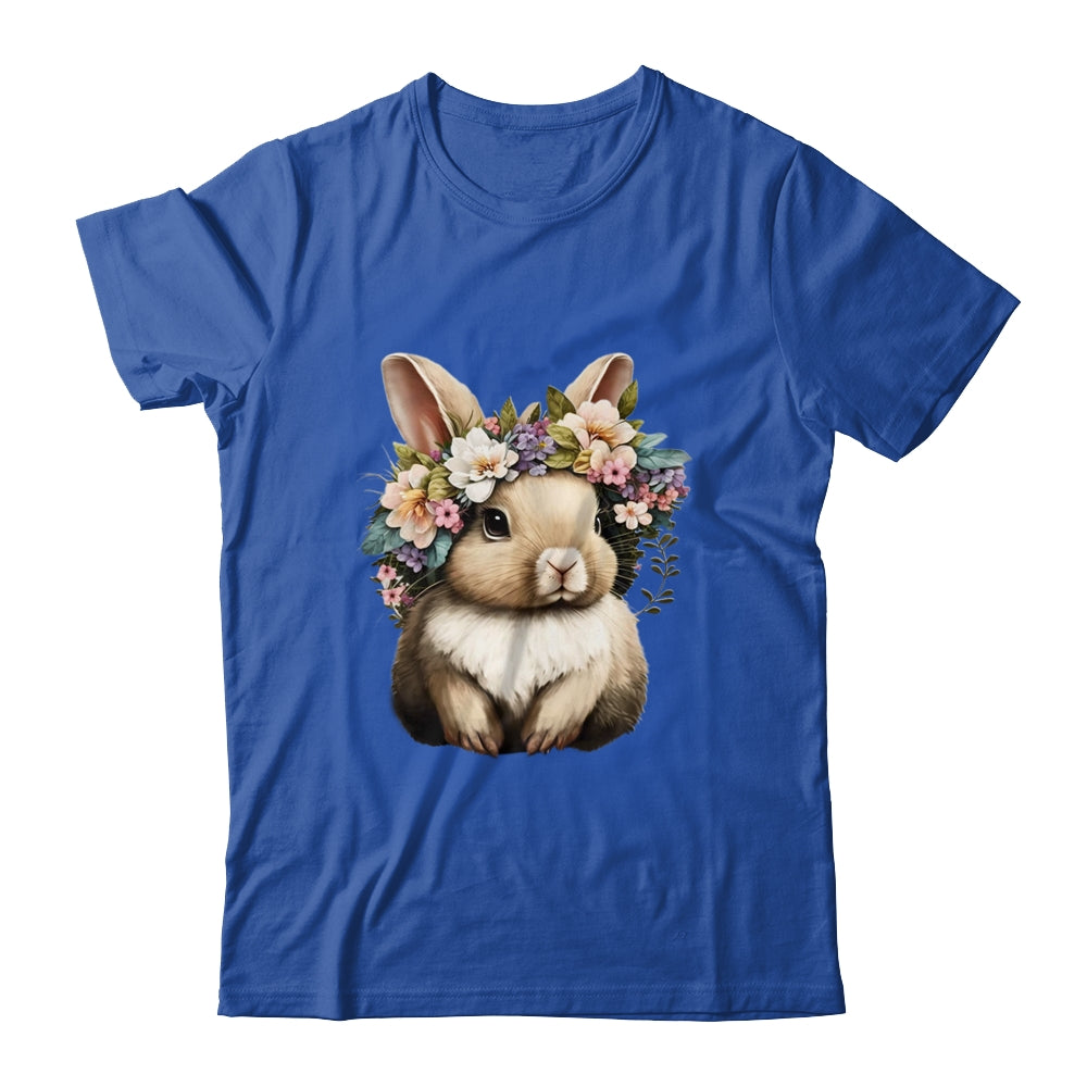 Easter Bunny Rabbit Girls Happy Bunny Flower Graphic Women Shirt & Tank Top | teecentury