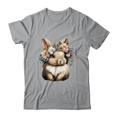 Easter Bunny Rabbit Girls Happy Bunny Flower Graphic Women Shirt & Tank Top | teecentury