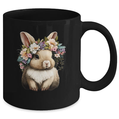 Easter Bunny Rabbit Girls Happy Bunny Flower Graphic Women Mug | teecentury