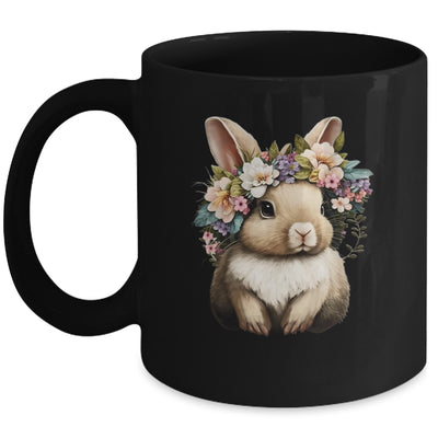 Easter Bunny Rabbit Girls Happy Bunny Flower Graphic Women Mug | teecentury