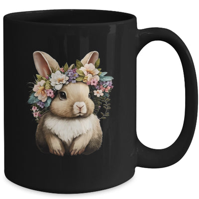 Easter Bunny Rabbit Girls Happy Bunny Flower Graphic Women Mug | teecentury