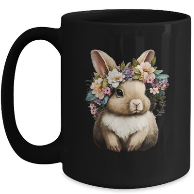 Easter Bunny Rabbit Girls Happy Bunny Flower Graphic Women Mug | teecentury