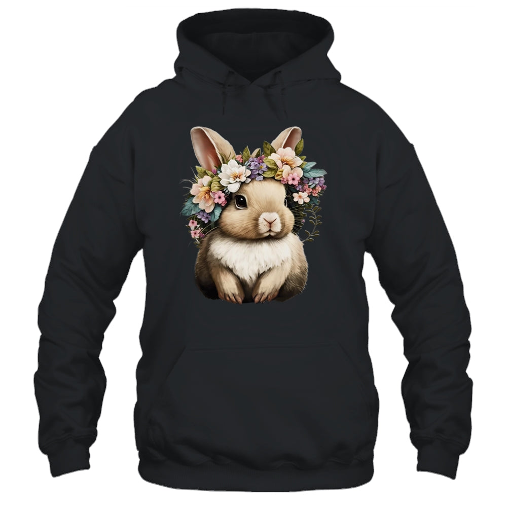 Easter Bunny Rabbit Girls Happy Bunny Flower Graphic Women Shirt & Tank Top | teecentury