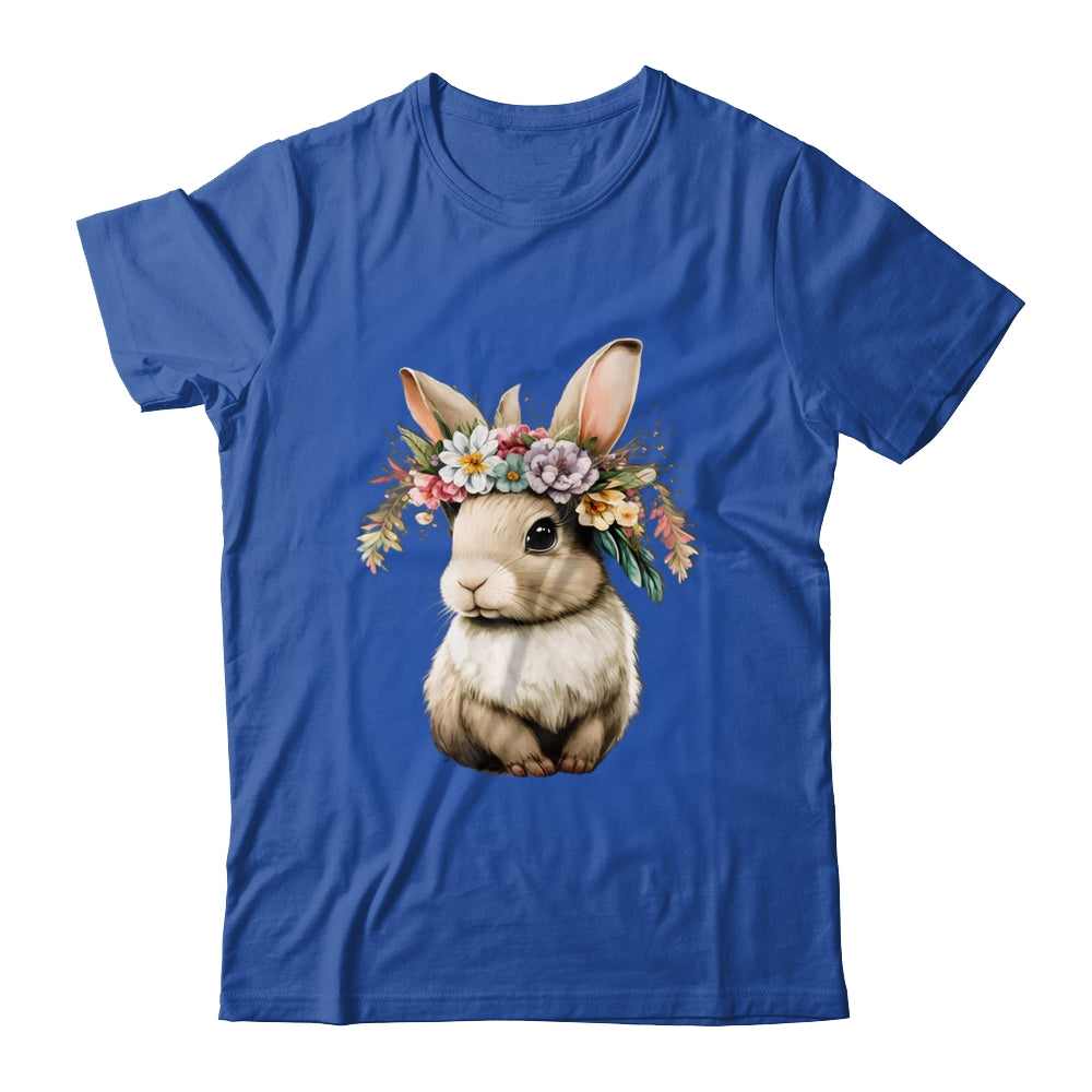 Easter Bunny Rabbit Women Happy Bunny Flower Graphic Girls Shirt & Tank Top | teecentury