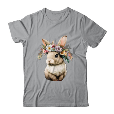 Easter Bunny Rabbit Women Happy Bunny Flower Graphic Girls Shirt & Tank Top | teecentury