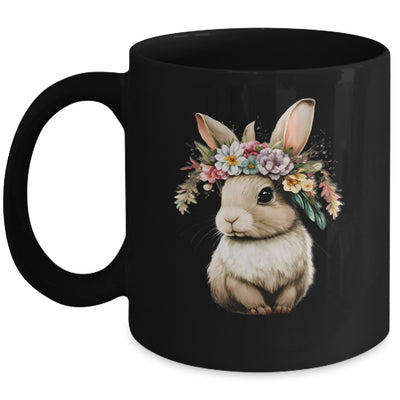 Easter Bunny Rabbit Women Happy Bunny Flower Graphic Girls Mug | teecentury