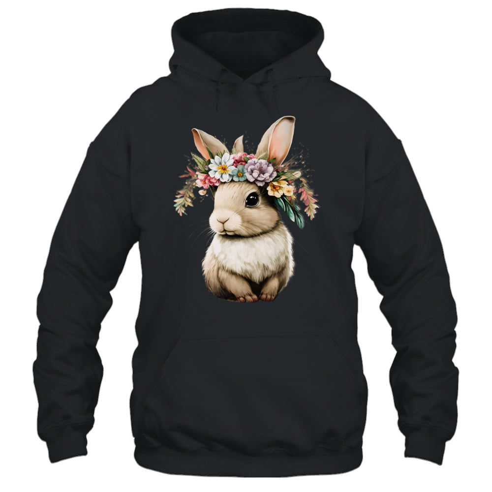 Easter Bunny Rabbit Women Happy Bunny Flower Graphic Girls Shirt & Tank Top | teecentury