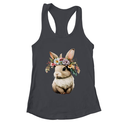 Easter Bunny Rabbit Women Happy Bunny Flower Graphic Girls Shirt & Tank Top | teecentury