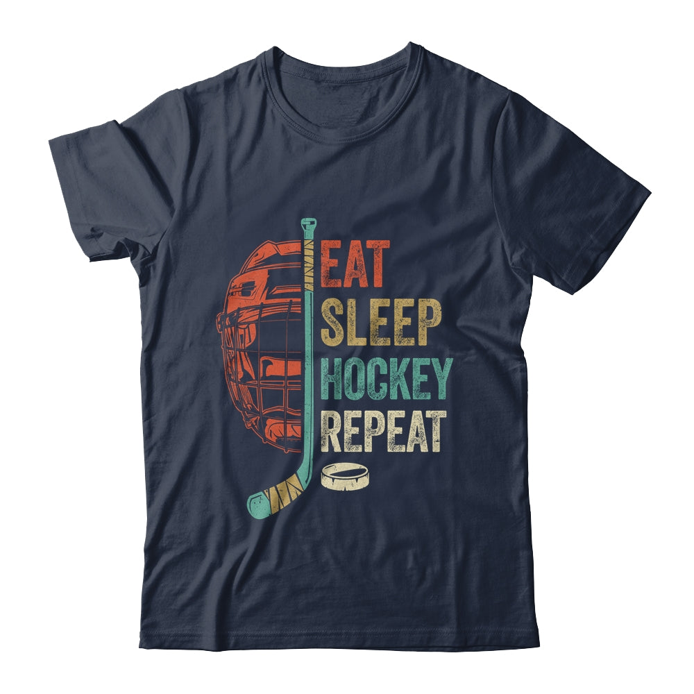 Eat Sleep Hockey Repeat Funny Retro Vintage Shirt & Hoodie | teecentury