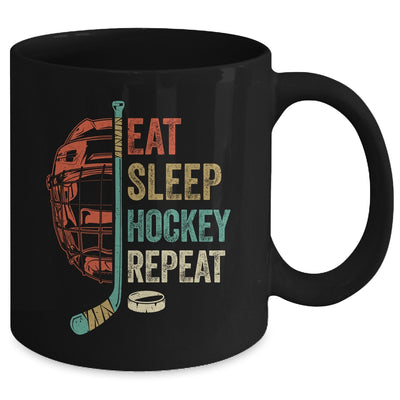 Eat Sleep Hockey Repeat Funny Retro Vintage Mug | teecentury