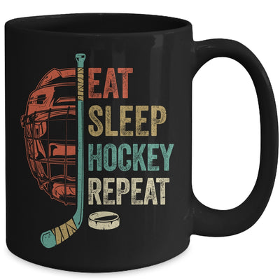 Eat Sleep Hockey Repeat Funny Retro Vintage Mug | teecentury