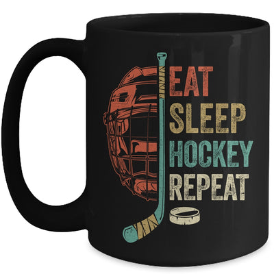 Eat Sleep Hockey Repeat Funny Retro Vintage Mug | teecentury