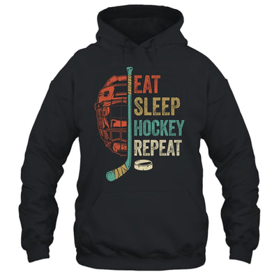 Eat Sleep Hockey Repeat Funny Retro Vintage Shirt & Hoodie | teecentury