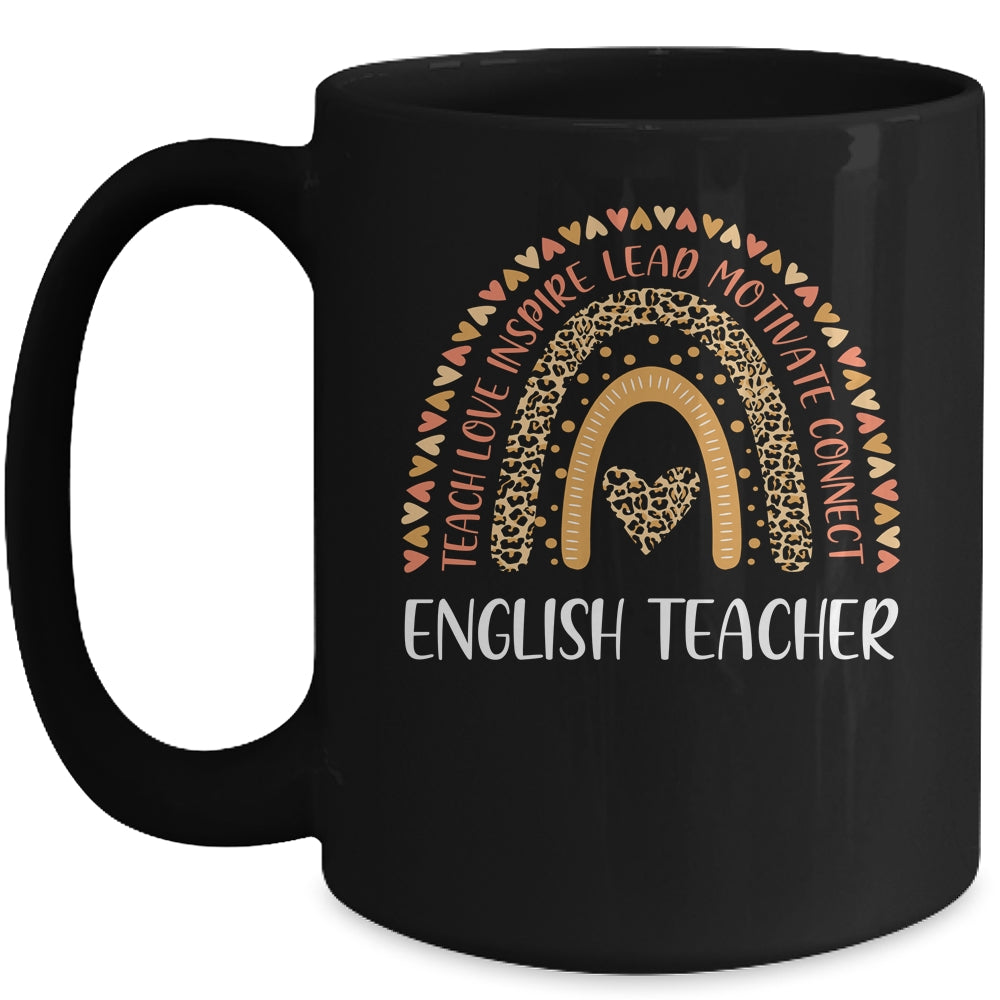 English Teacher Leopard Rainbow Mug Coffee Mug | Teecentury.com