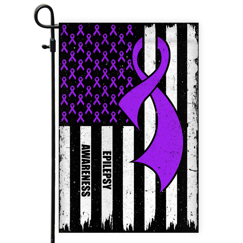 Epilepsy Awareness America Flag Purple Ribbon Flag | Teecentury.com