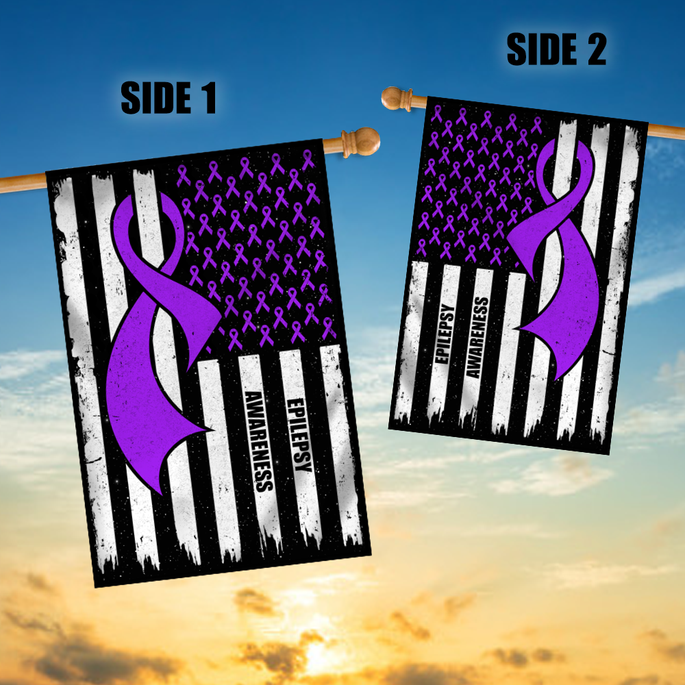 Epilepsy Awareness America Flag Purple Ribbon Flag | Teecentury.com