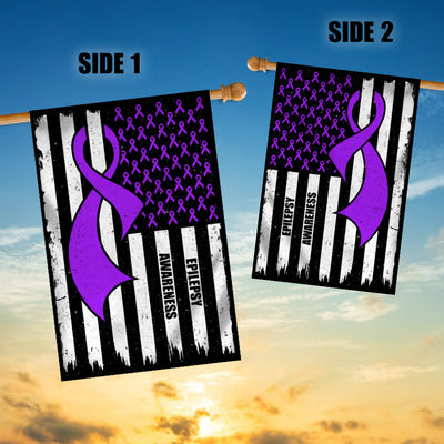 Epilepsy Awareness America Flag Purple Ribbon Flag | Teecentury.com