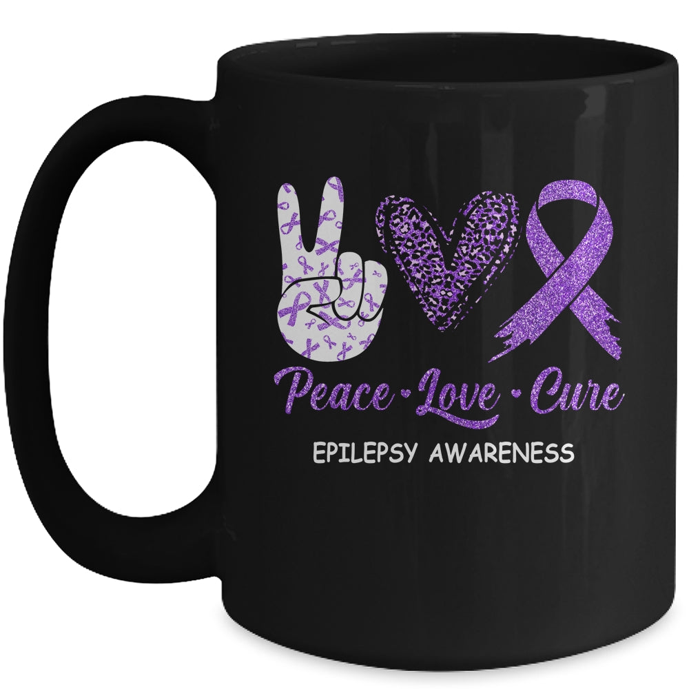 Epilepsy Awareness Peace Love Cure Leopard Mug Coffee Mug | Teecentury.com