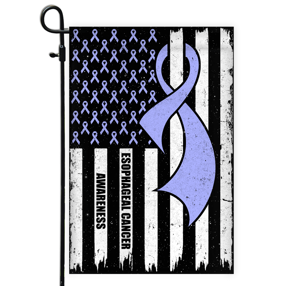Esophageal Cancer Awareness America Flag Periwinkle Ribbon Flag | Teecentury.com