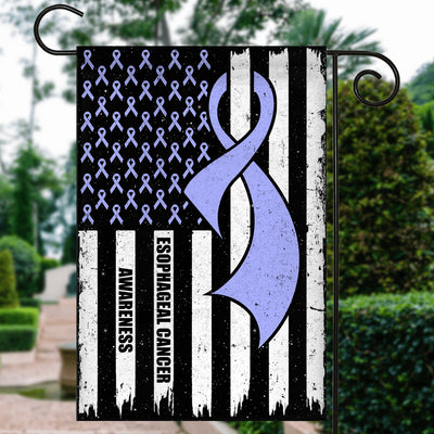 Esophageal Cancer Awareness America Flag Periwinkle Ribbon Flag | Teecentury.com