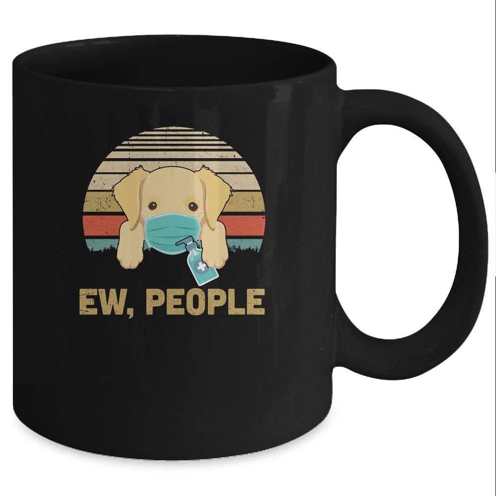 Ew People Funny Vintage Retro Golden Retriever Mask Quarantine Mug Coffee Mug | Teecentury.com